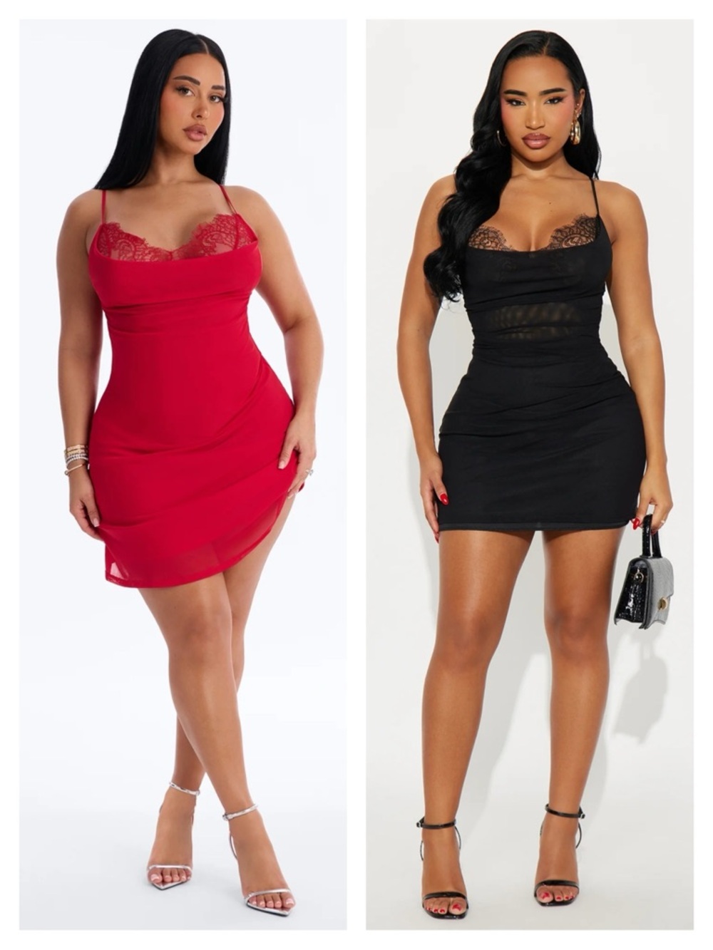 Bundle Lot of 2 Fashion Nova Champagne Giggles Lace Mesh Mini Dress Small New